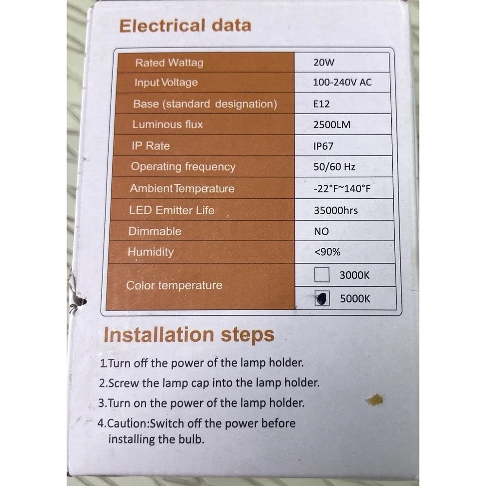 20W E12 LED Corn Light Bulb Lamp/chandelier 5000K, 100-240V AC,2500 LM,35000 Hrs
